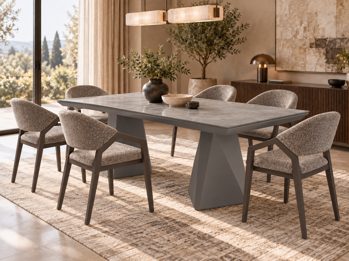 Diamond Essgruppe – ausziehbarer Esstisch + 6 Diamond Stühle