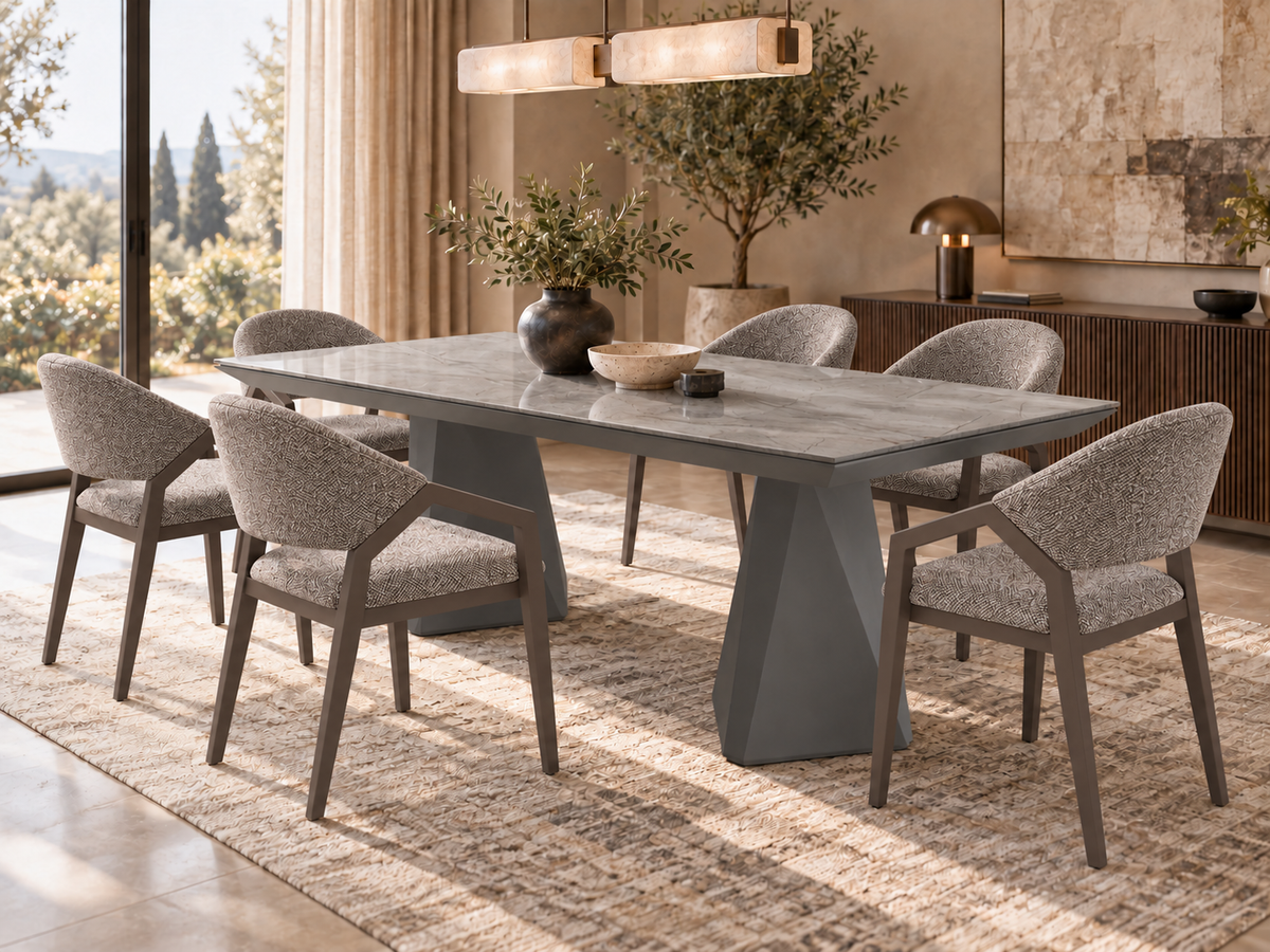 Diamond Essgruppe – ausziehbarer Esstisch + 6 Diamond Stühle