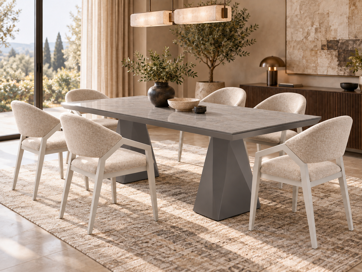 Diamond Essgruppe – ausziehbarer Esstisch + 6 Diamond Stühle