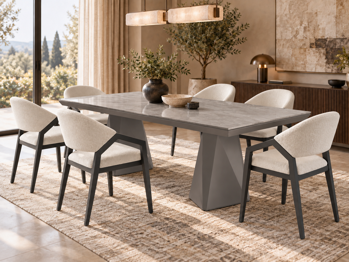 Diamond Essgruppe – ausziehbarer Esstisch + 6 Diamond Stühle