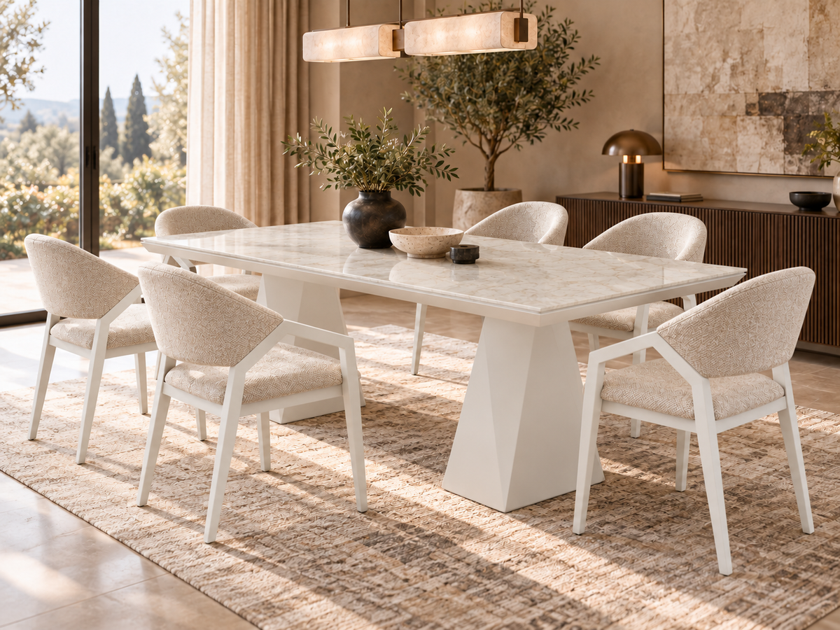 Diamond Essgruppe – ausziehbarer Esstisch + 6 Diamond Stühle