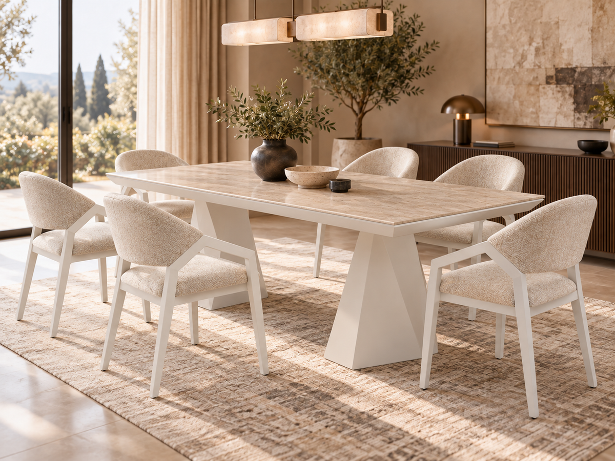 Diamond Essgruppe – ausziehbarer Esstisch + 6 Diamond Stühle