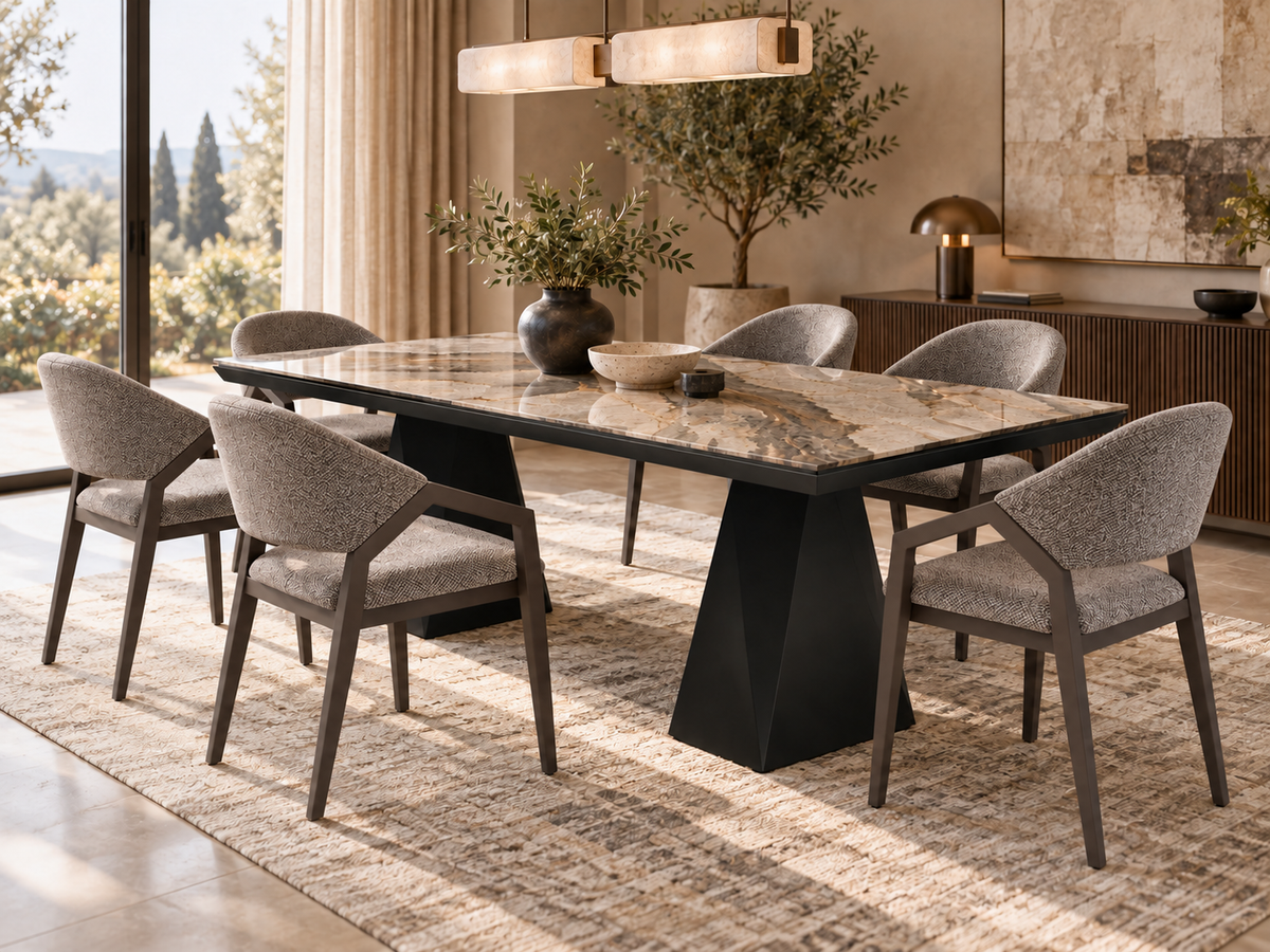 Diamond Essgruppe – ausziehbarer Esstisch + 6 Diamond Stühle